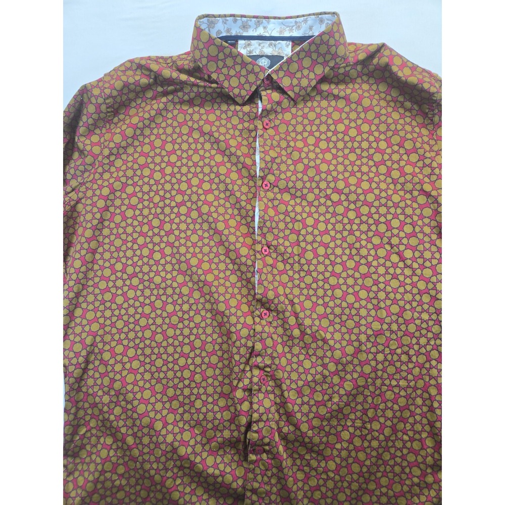 Platini Europe Collection Men's Button Up 3XL Red And Gold Design EUC
